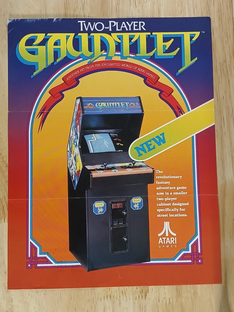 1986 Original Atari Gauntlet Arcade Sales Flyer Brochure