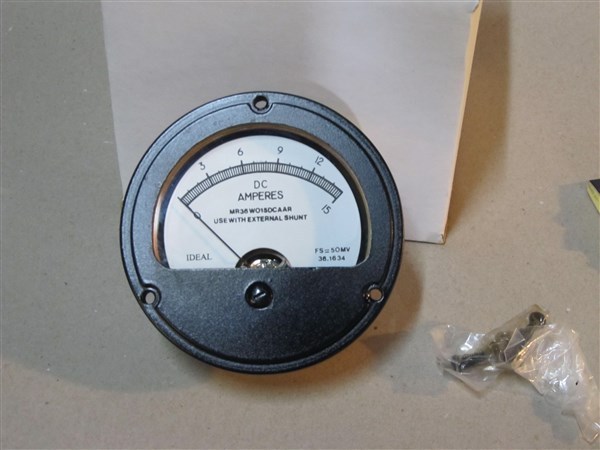 Ideal 3.5" 0-15 DC Amperes Panel Meter