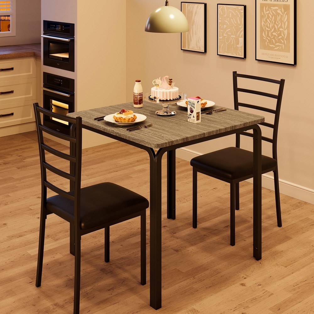 3 Piece Dining Table Set for 2,Wood Modern Kitchen Table and Chairs Dinette Set
