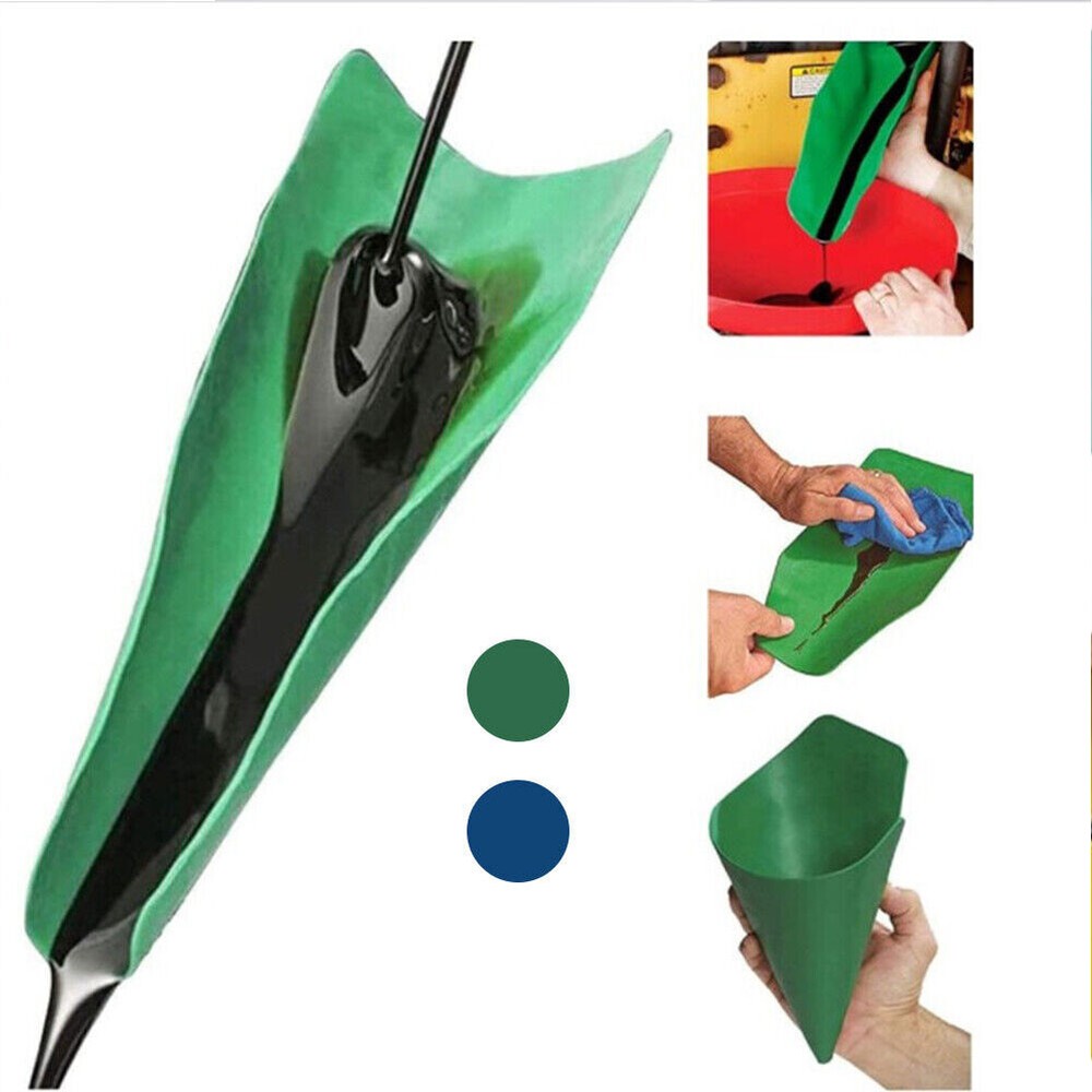 US 2 Pc 19.68''x7.87'' Funnel Oil Draining Tool Foldable Filter Reusable Drain