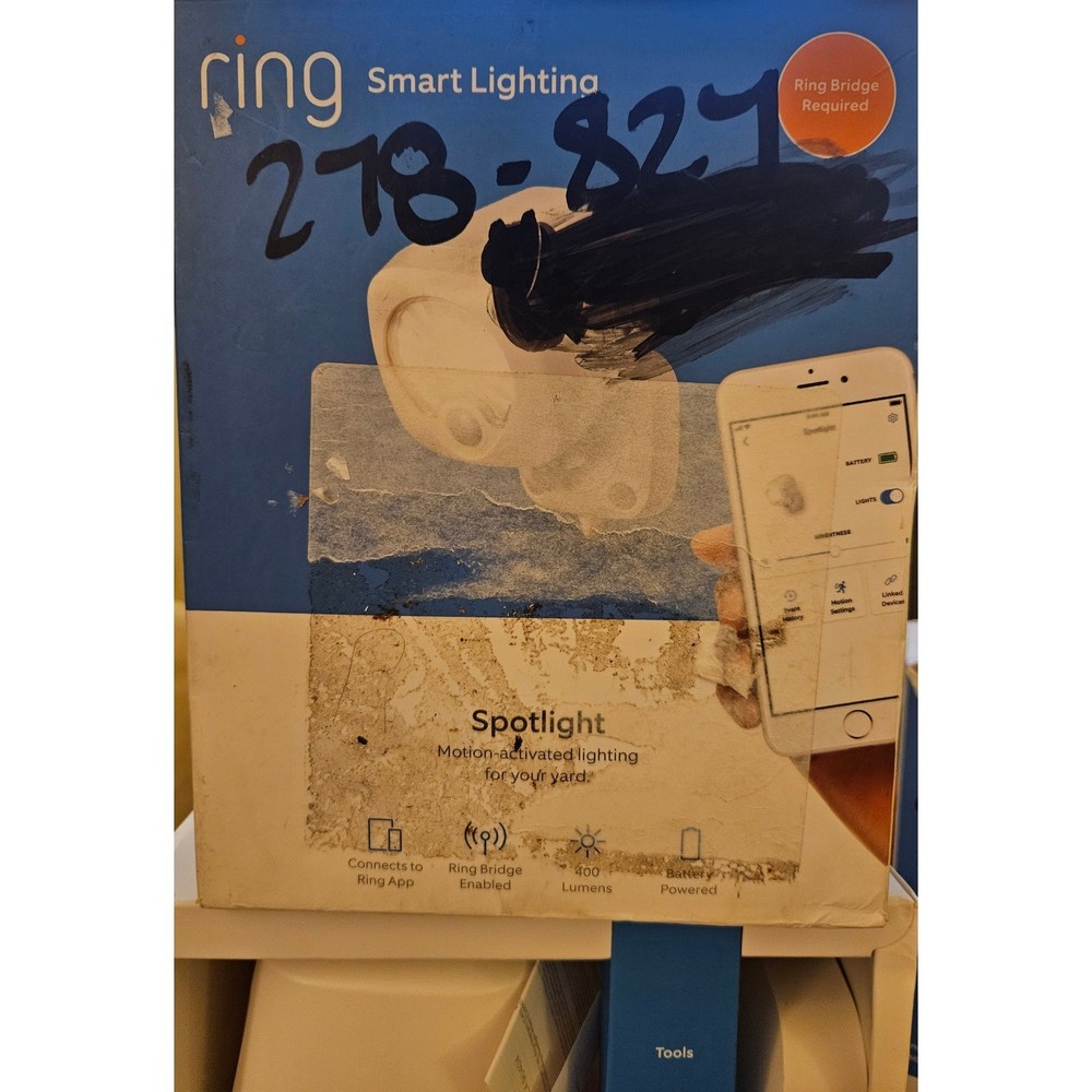 Ring Smart Lighting Spotlight White and Motion Sensor Black Bundle New Open Box