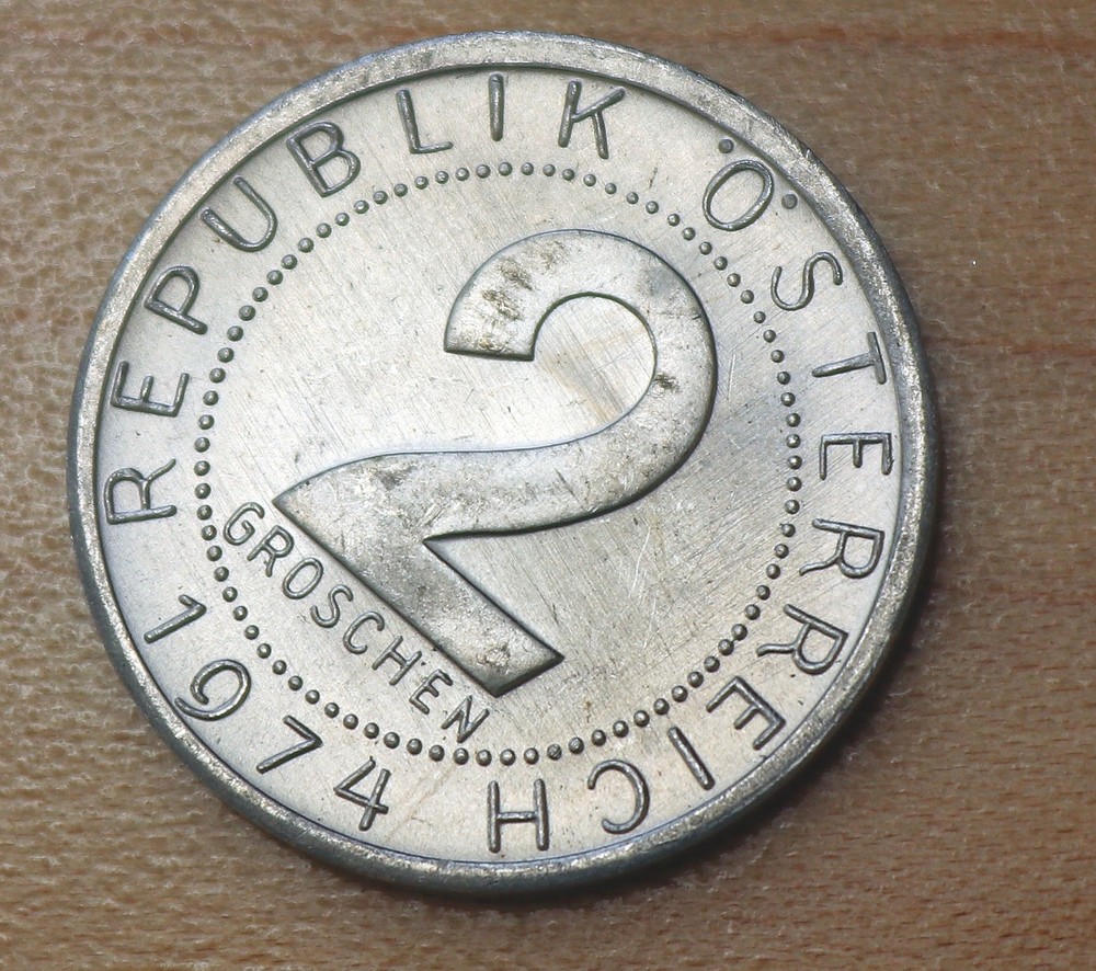 1974 Austria 2 Groshchen Unc.