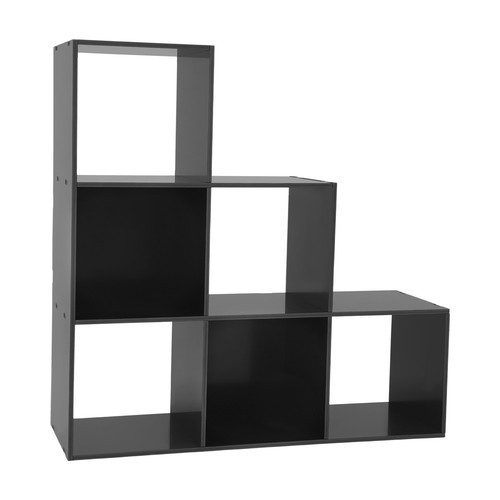6-Cube Black Storage Organizer Bookcase, Display Compartment Open Back