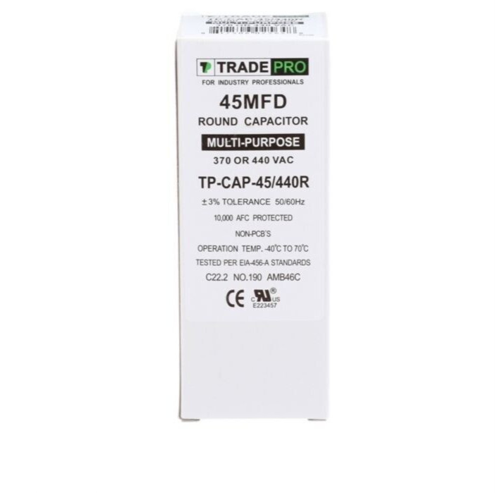 45 MFD Capacitor Round MULTI-PUROPSE A/C 45/440R New