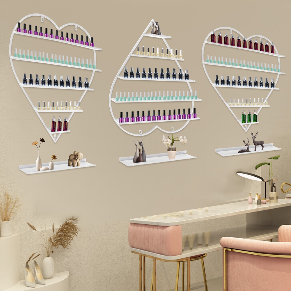 Heart-Shaped Nail Polish Display Rack - Stylish Wall Storage Organizer