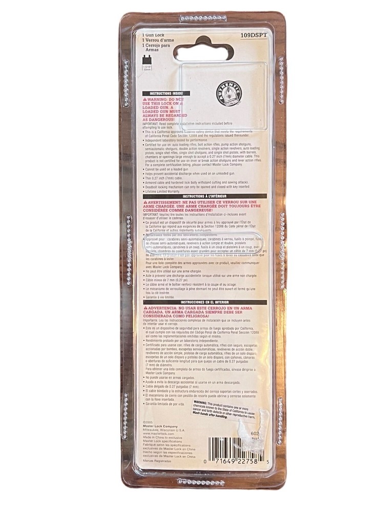 Master Lock Gunlock 109DSPT NEW