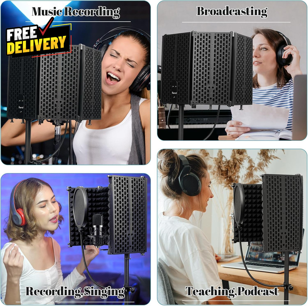 Microphone Stand w/ Isolation Shield Pop Filter Tripod Studio Recording Kit