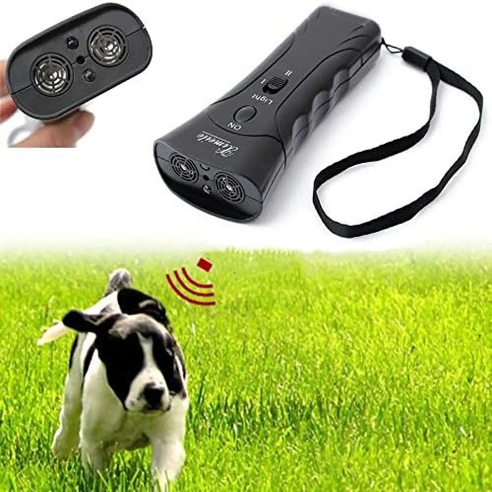 Ultrasonic Dog Repeller Anti Barking Device Trainer LED Flashlight Stop Barking