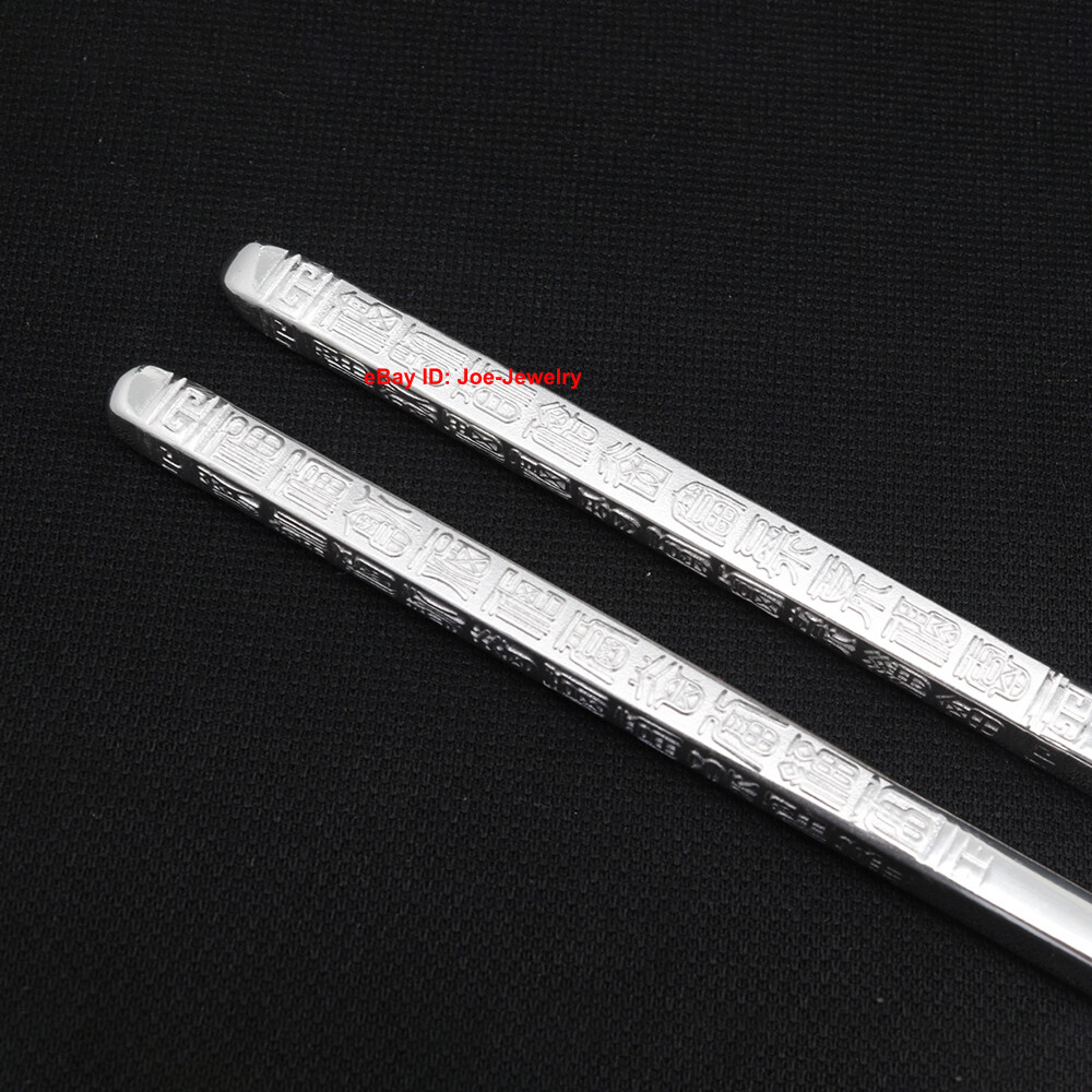 Real 999 Fine Silver Chopsticks Silver Healthy Tableware 福 Character Handle