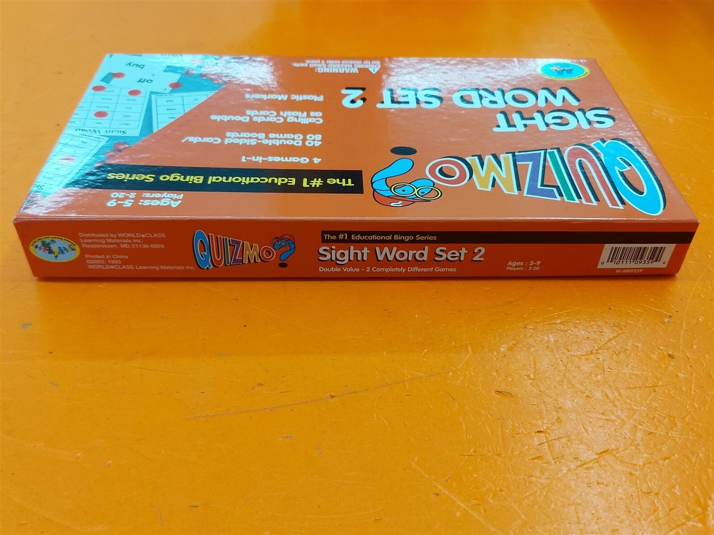⭐️⭐️⭐️⭐️⭐️ Quizmo Sight Word Set 2 Complete Educational Bingo Game Age 5-9