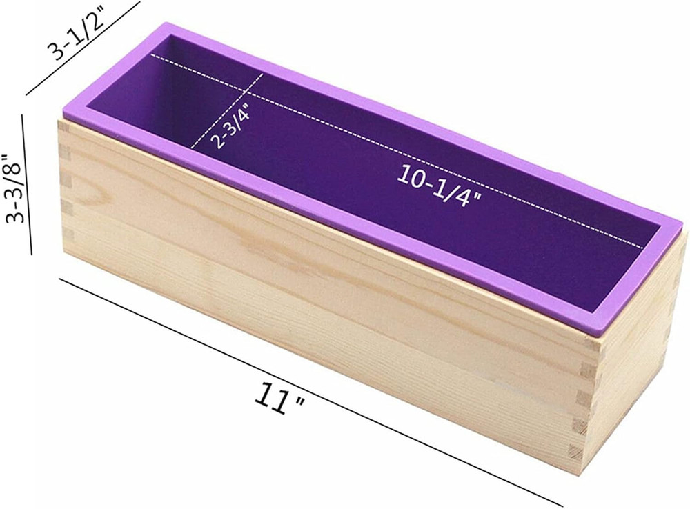 Flexible Rectangular Soap Silicone Loaf Mold Wood Box for 42Oz Soap Making