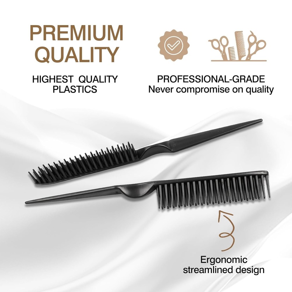 3-Row Rat Tail Styling Comb Set (4PCS) – Flexible for Detangling, Medium