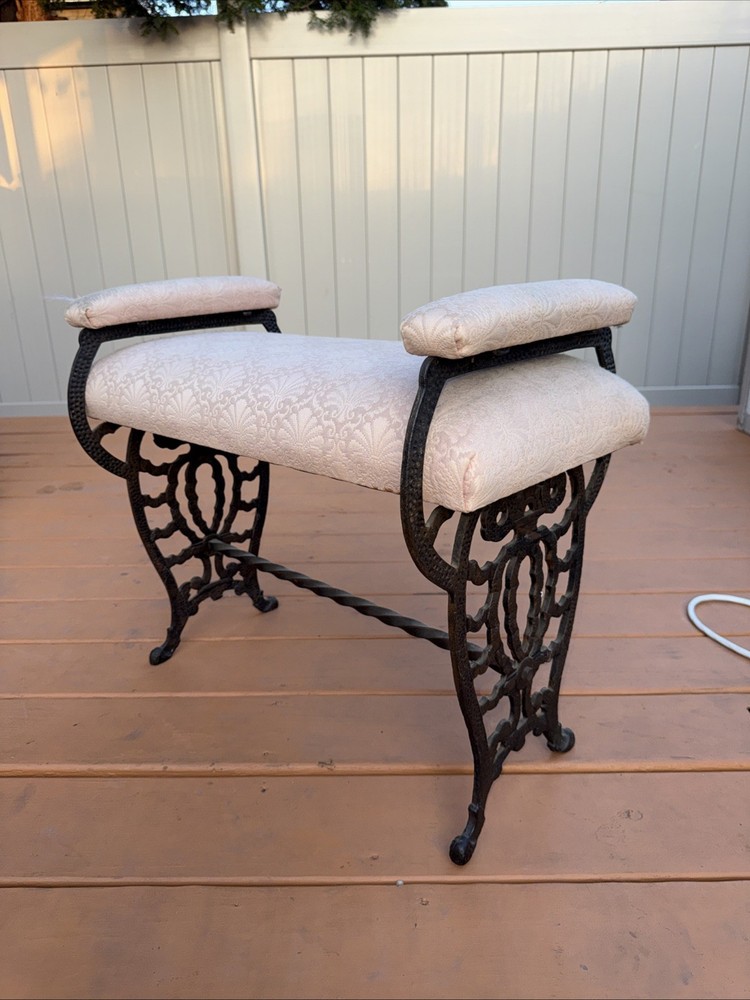 Antique Victorian Cast Iron Piano Bench Vanity Stool Needs Cleaning