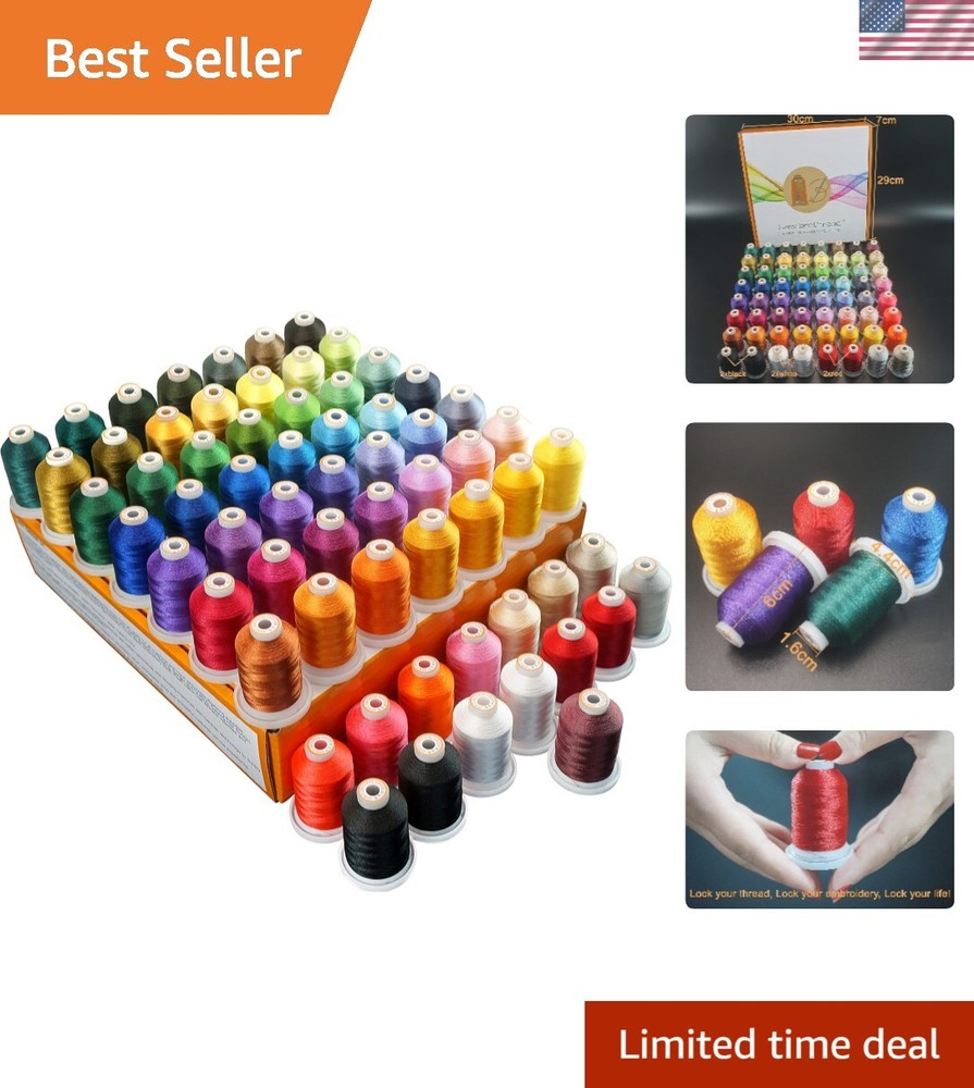 64 Spools 1000M Polyester Embroidery Thread Kit for Professionals & Beginners