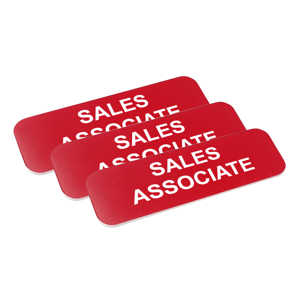 Sales Associate 1 x 3" Name Tag/Badge, (3 Pack)