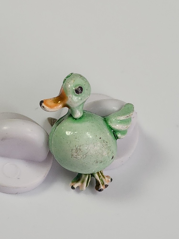 Tiny Green Duck Lapel Pin CHIPPED PAINT SEE PHOTOS