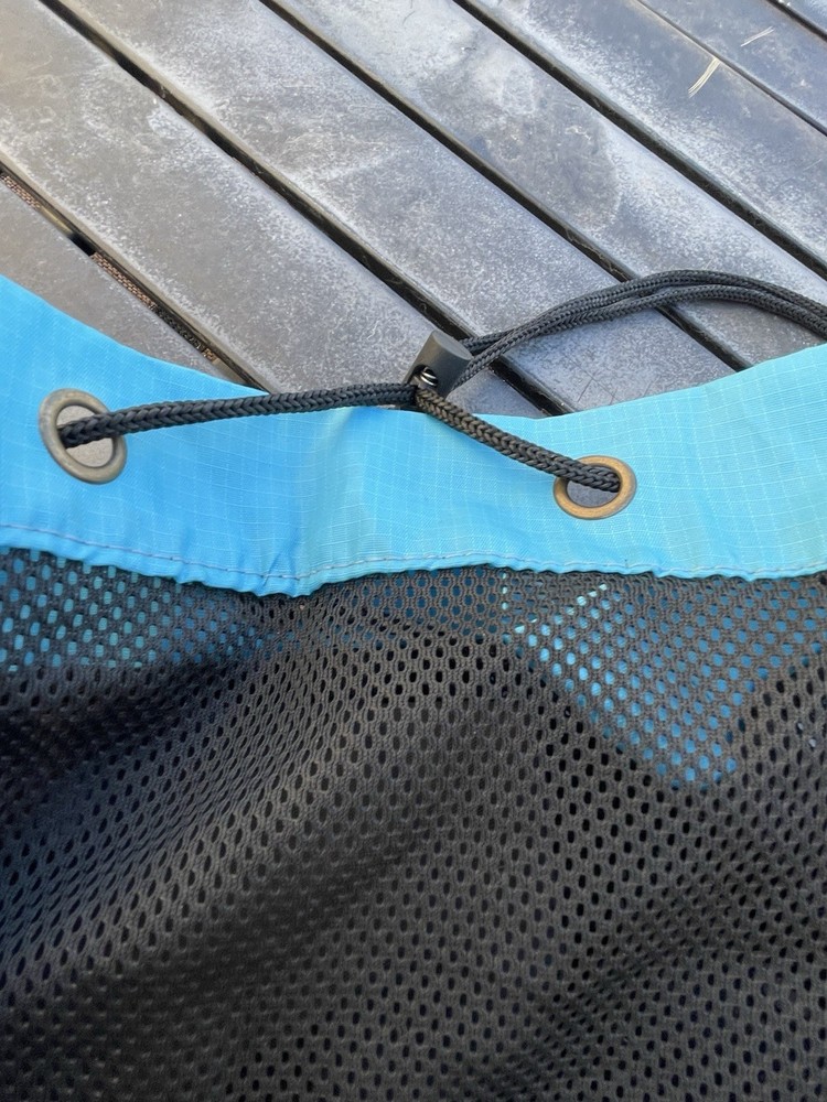 🔥 Large Blue Mesh Drawstring Backpack Rock Climbing Swimming Beach String Bag