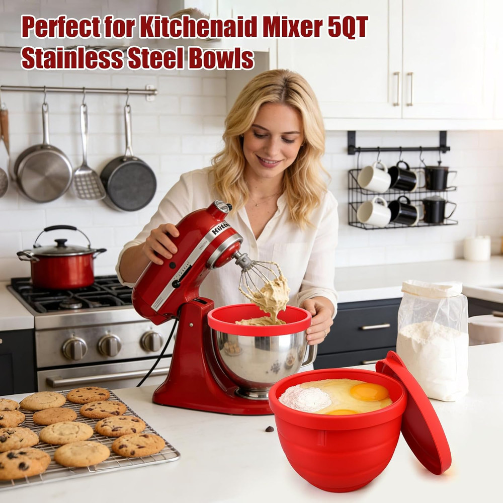 Thicker Silicone Bowl Liners for 5 Quart KitchenAid Mixers - Dishwasher Safe