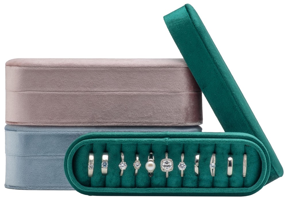 Velvet Small Multiple Ring Box Portable Organizer Display Storage Travel Case.