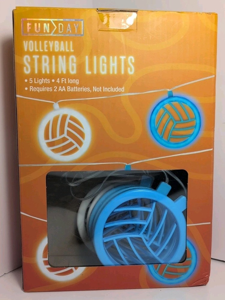 Fun Day Volleyball String Lights 5 Lights 4ft