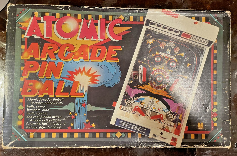 1979 TOMY Atomic Arcade Pinball Tested WORKING in BOX ~See Video