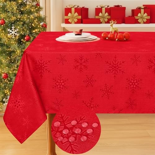 Rectangle Christmas Tablecloth 60x84 Inch, 84" x 60" (Rectangular) Red
