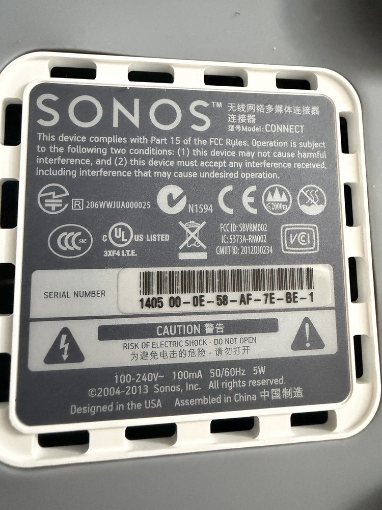 Sonos Connect Wireless Home Audio Receive - White