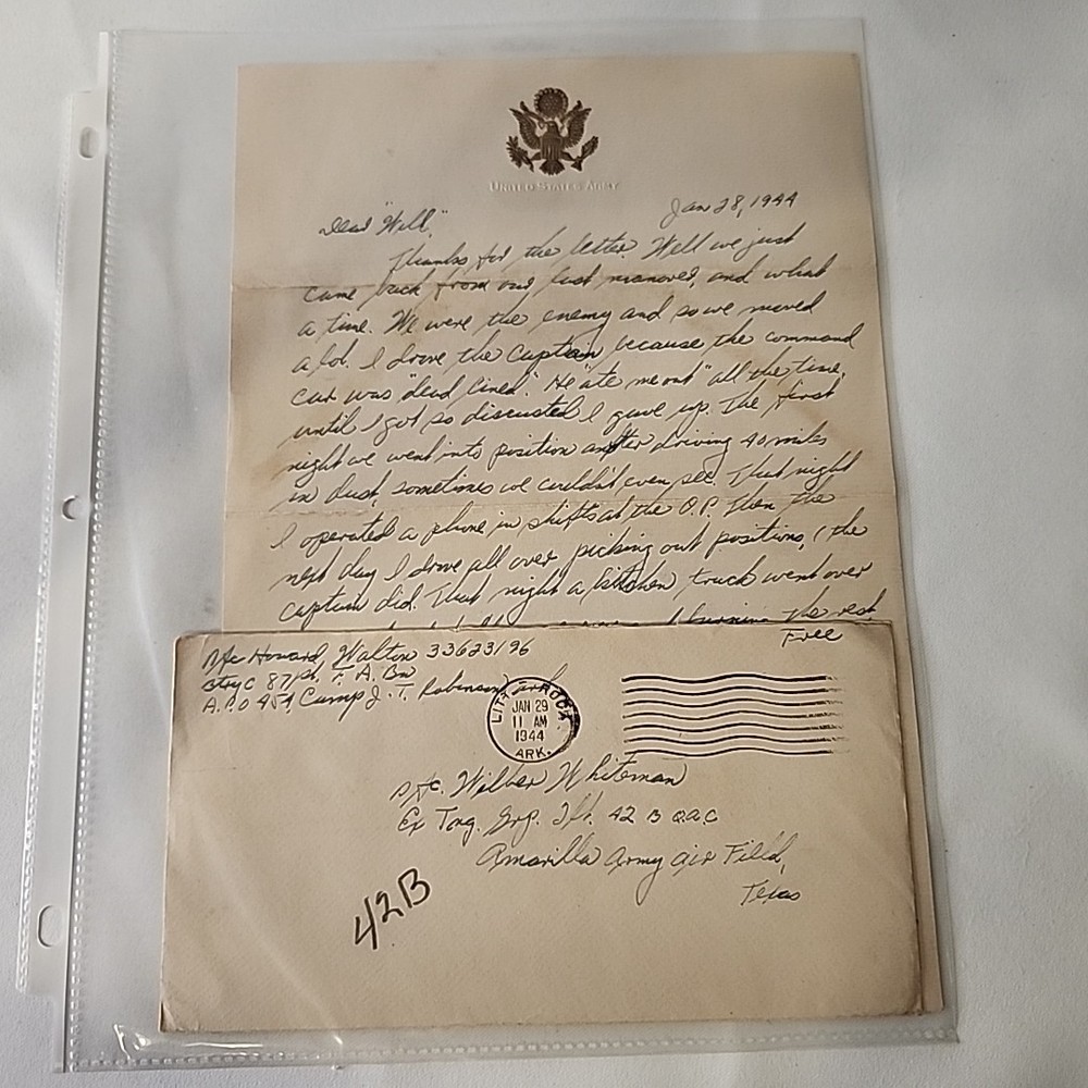 World War 2 Letter Jan 1944 William Whitmen