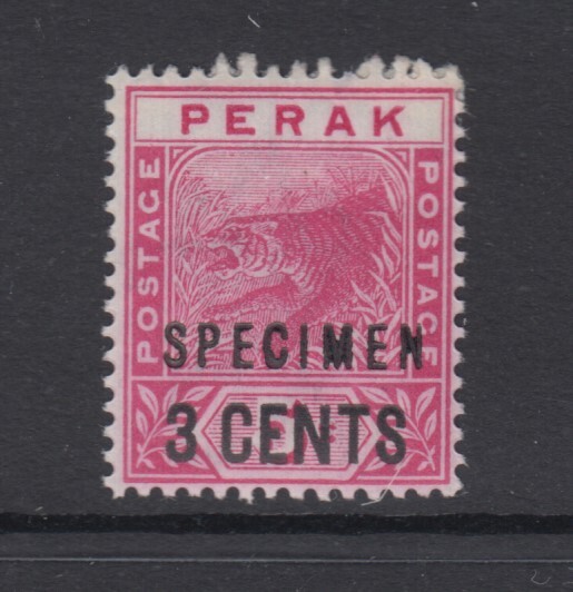 Perak (Malaya), SG 65s, MLH, "Specimen" Overprint
