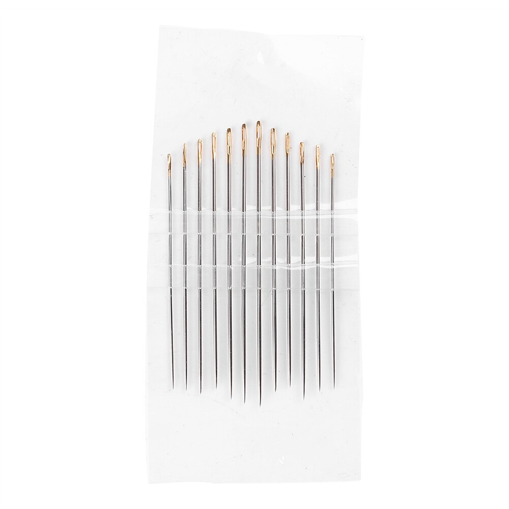 12pcs Steel Stitching Needles Canvas Sewing Leather Patch Craft Replacement