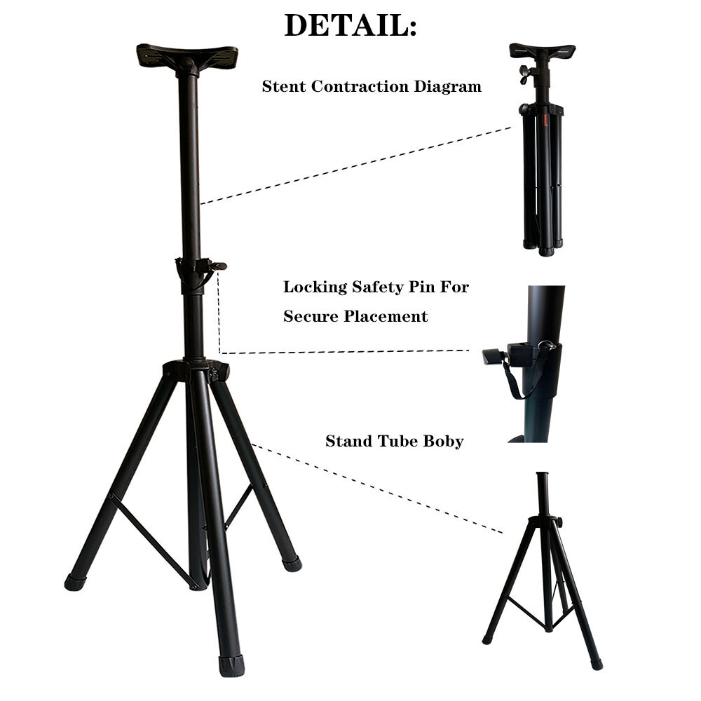 Pair Universal Speaker Stands Adjustable Tripod Pole Mounts One Nylon Carry Bag