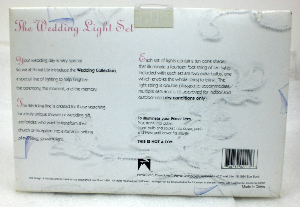 Primal Lite The Wedding Light Set 1994 string light set 10 White FREE SHIP