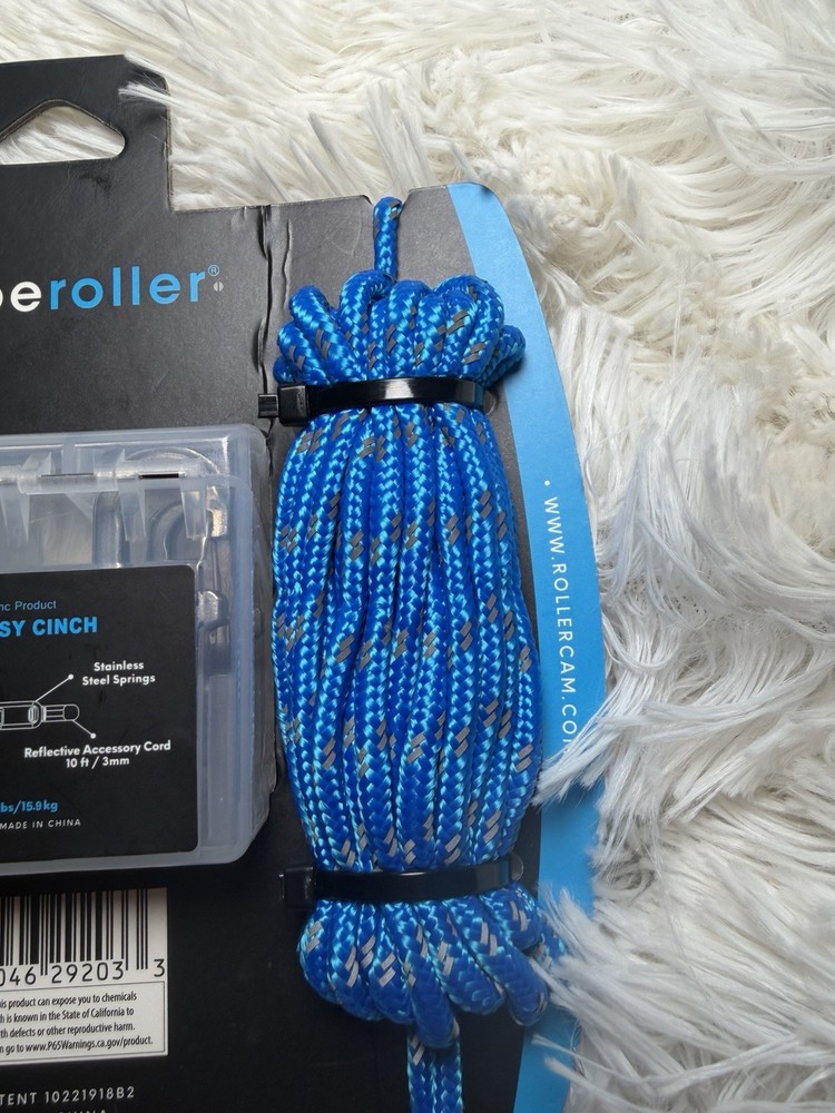 Roperoller Cinch Rope Roller Set, 6 Rollers, Two 12' 3mm Blue Cord Sections