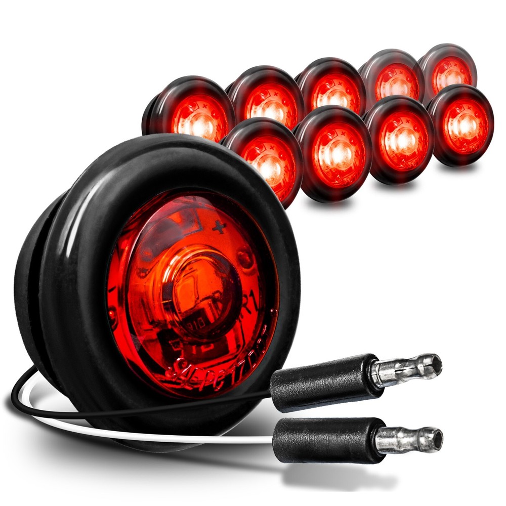 10pc 3/4" Round Red LED Trailer Bullet Clearance Side Marker Light - DOT P2PC