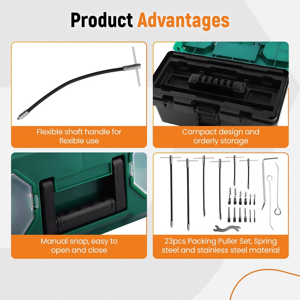 23pcs Packing Extractor Tool Valve Packing Removal Tool with Toolbox