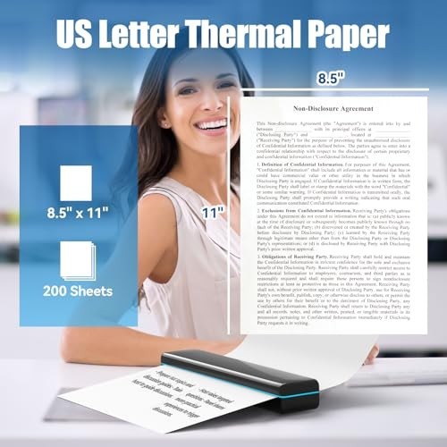 Continuous Folded Thermal Printer Paper 8.5"x11" - 200 Sheets, Moisture-Proof, U