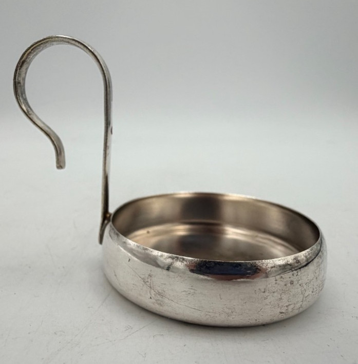 Antique Silverplate Chamber Candle Holder Ring Handle Night Light
