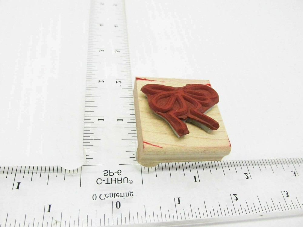 Jazzy Double Ribbon Bow Rubber Stamp - Stamp Set D62