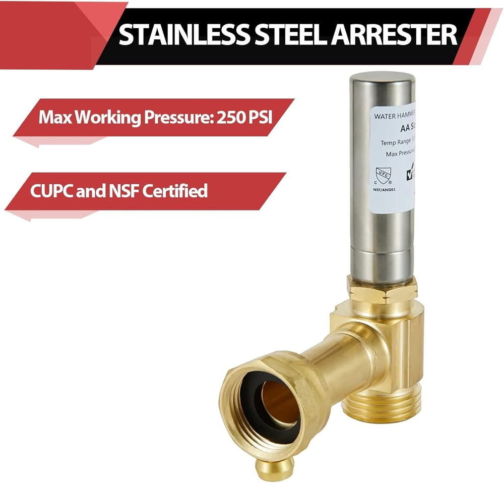 Laundry Water Hammer Arrestor 3/4" FHT x MHT Angle 2 Pack