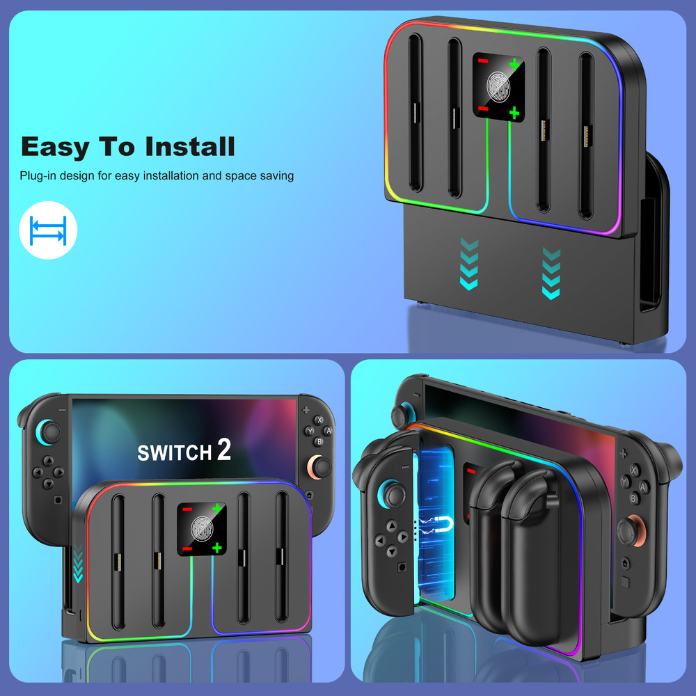 Switch 2 Controller Charger Wall-Mounted Charging Dock for Nintendo Switch 2