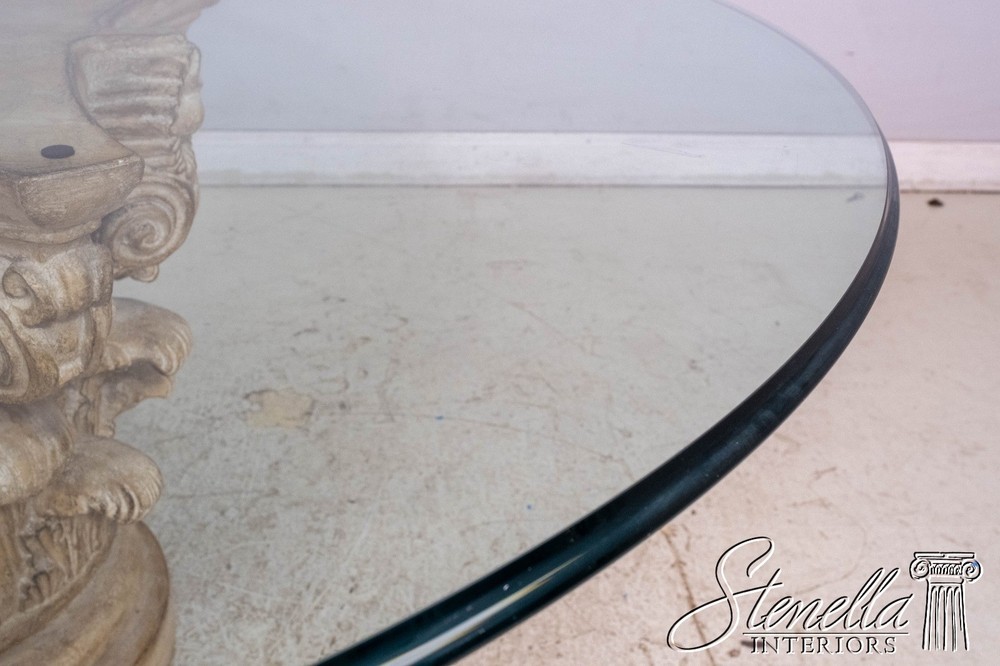 69656: Round Glass Top Column Base Dining Room Table