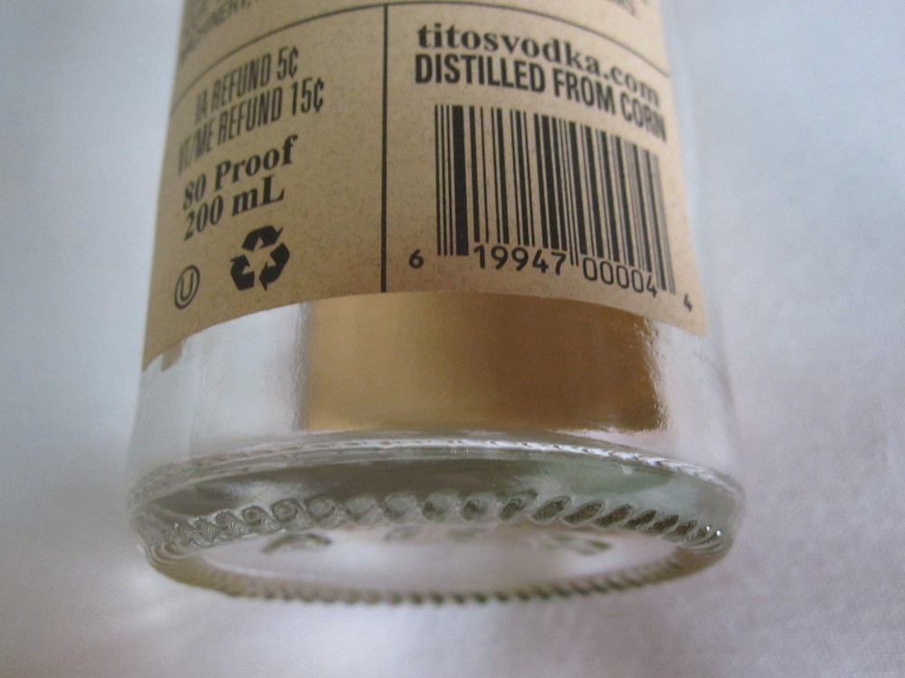 Tito's Handmade Vodka "Empty" 200ml Bottle "Variant" Brand Label