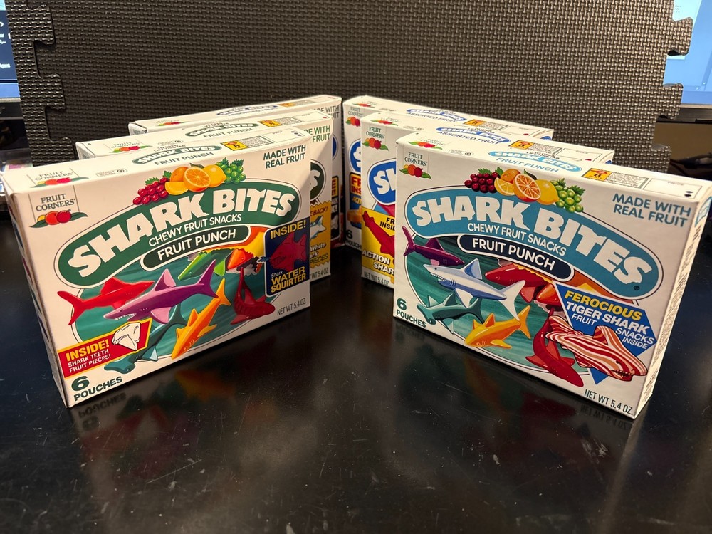 Shark Bites fruit snacks - 6 empty custom design display boxes