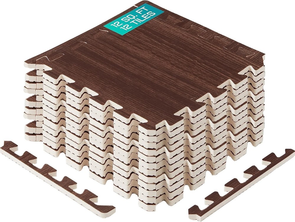 Waterproof EVA Interlocking Puzzle Tiles - 11 SQFT Easy Clean Floor Solution