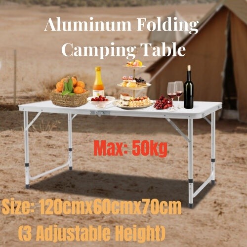 Portable Folding Table Indoor & Outdoor Adjustable Height Table for Picnic, BBQ