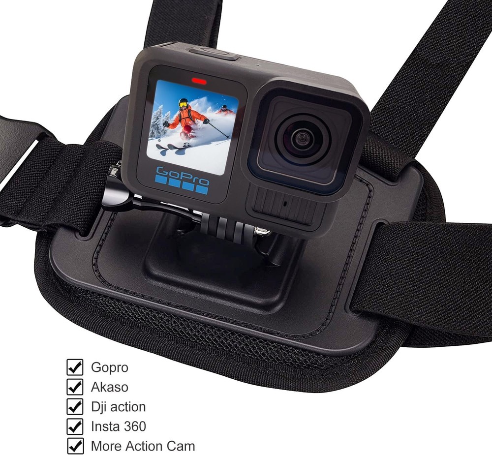 Suptig Chest Mount, Adjustable Strap, Breathable Material Black