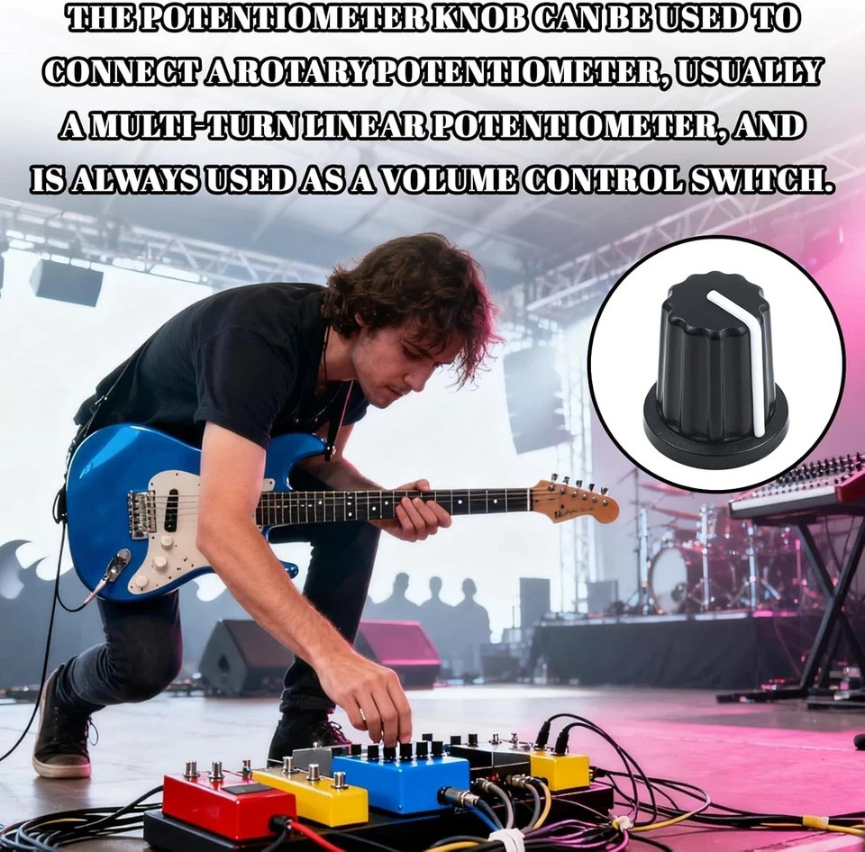 12 Pcs 6mm D Type Potentiometer Control Knobs - Black Plastic Rotary Knobs for P