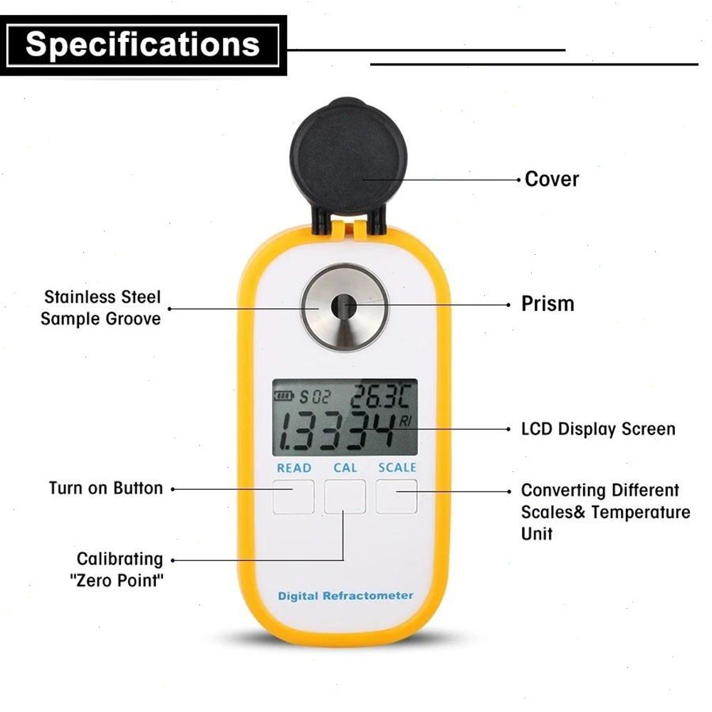 Handheld Digital Honey Sugar Refractometer with Resolution Temperature 0.1℉