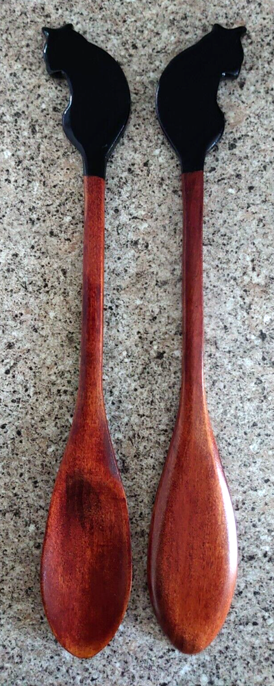 Wooden Spoon with Black Cat Handle - 21.5cms