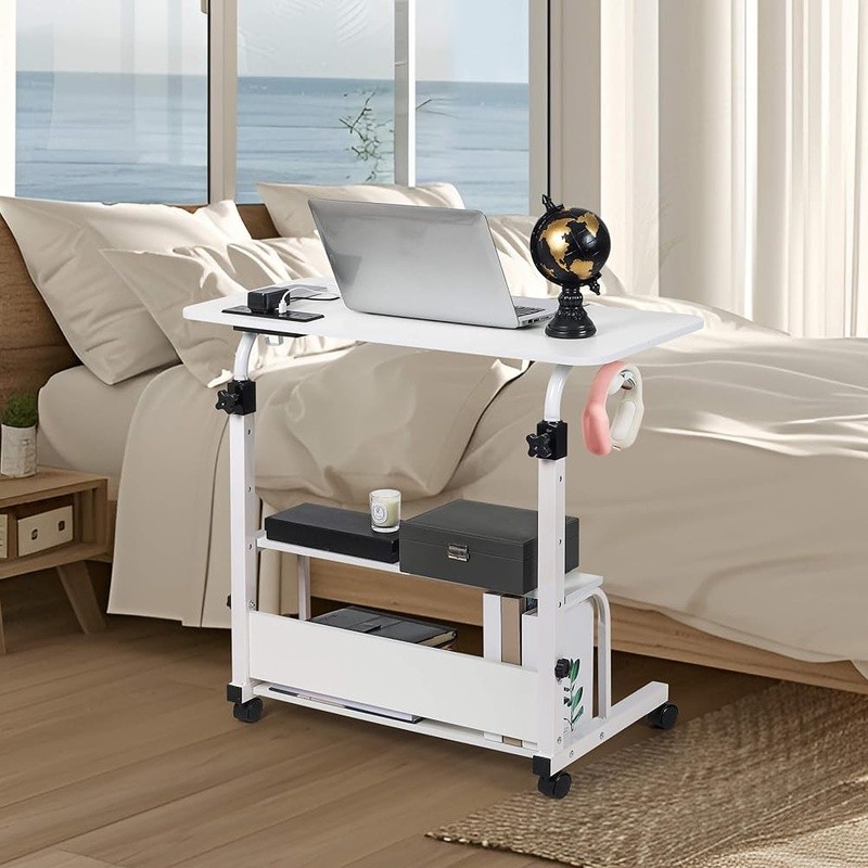 Adjustable Height Small Computer Desk Mobile Rolling Laptop Workstation New